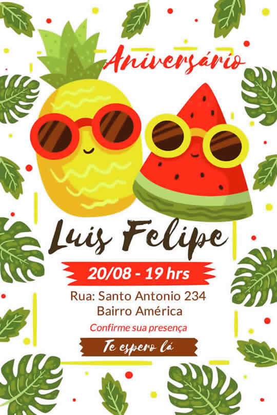 Convite Virtual Aniversário Tropical