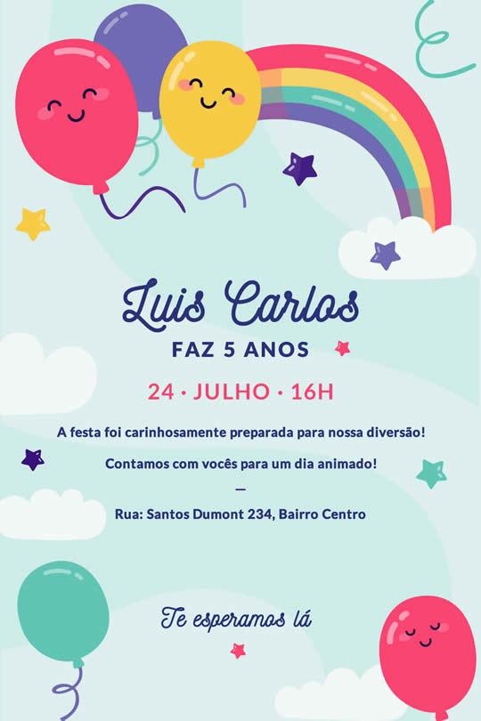 Convite Virtual Aniversário Infantil